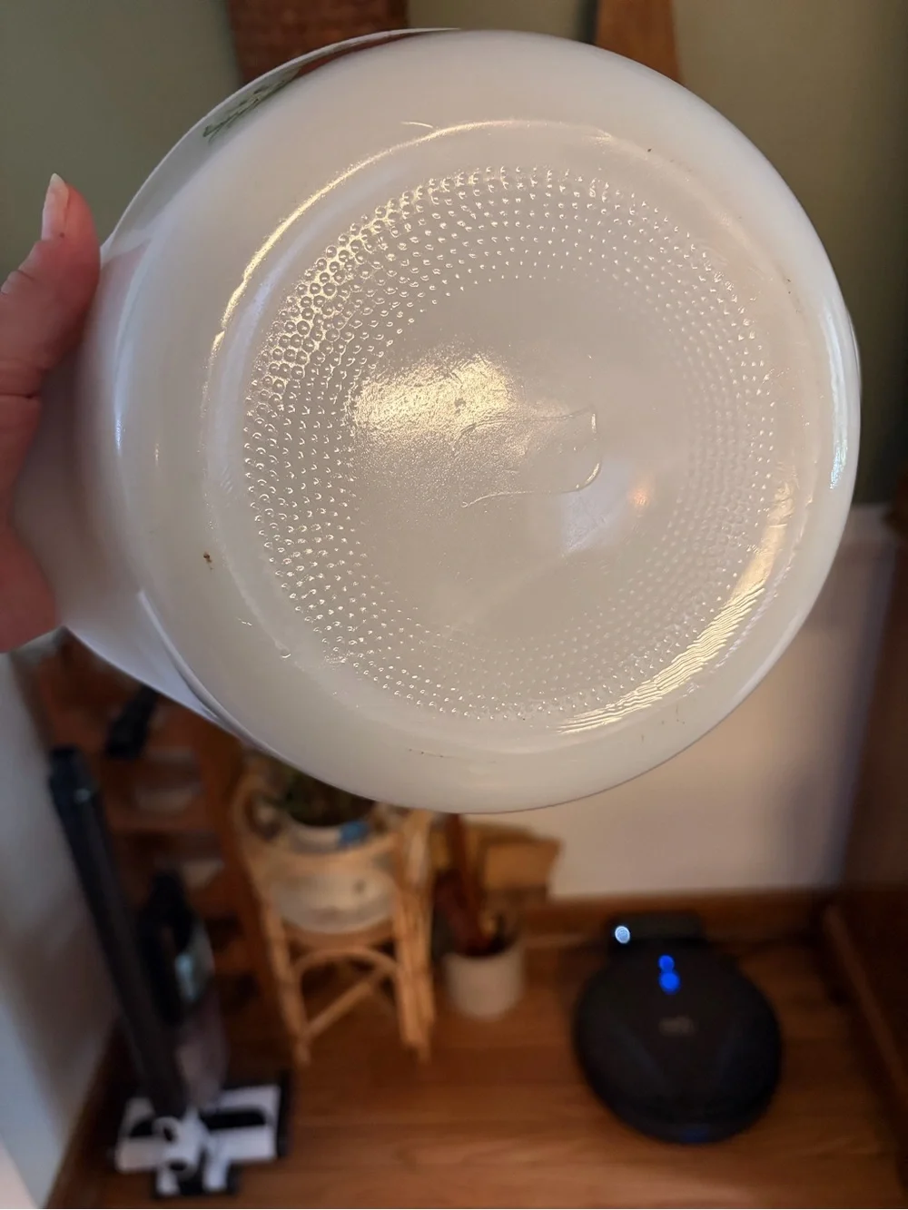White Glass Strawberry Floral Casserole Dish